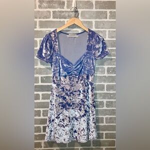 🩵Urban Outfitters 🩵 Slate Blue Crushed Velvet Mini Dress velour medium med